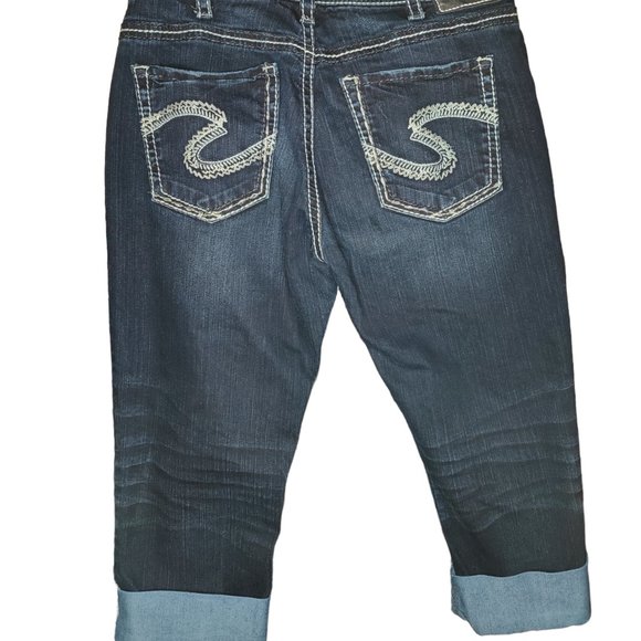 Silver Jeans Co Dark Wash "Suki" High Capris Sz 33 - Picture 7 of 7